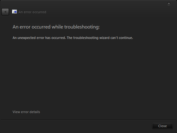 Troubleshoot wizard troubleshooter